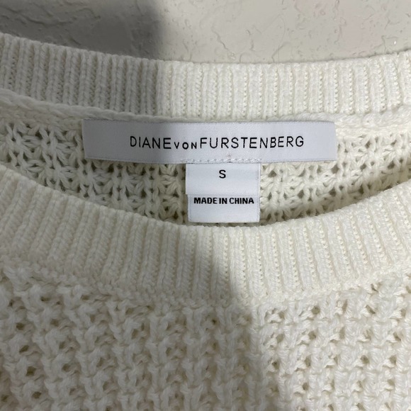 Diane Von Furstenberg DVF Waffle Knit Pullover White Small - Picture 5 of 6